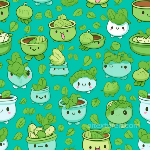 with Cute Green Plant Pots & Leaf Pattern seamless St patrick digital paper bundle PBR texture
