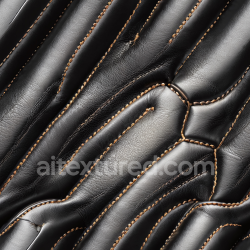 seamless Seamless 3D Black Leather PBR Texture Featuring Stitched Quilted Panels and Visible Grain texture 8k free download PBR