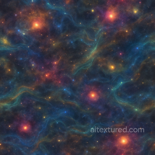 Cosmic Microwave Background With Dark Matter Patches And Spectral Bands seamless Star, space, planets PBR texture