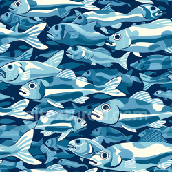 seamless Seamless 3D aquatic fish camouflage PBR texture with blue gradient fish shapes texture 8k free download PBR