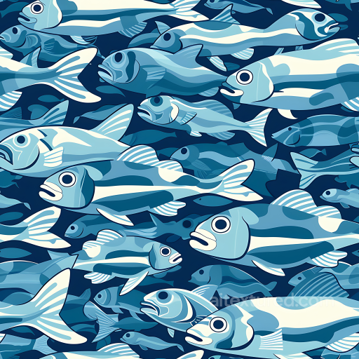 aquatic fish camouflage PBR texture with blue gradient fish shapes seamless Color Camouflage PBR texture