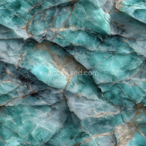 Seamless 3D Turquoise Marble Stone PBR Texture with Natural Veins and Smooth Surface