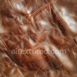 seamless Seamless 3D vintage brown distressed leather PBR texture with stitched panels texture 8k free download PBR