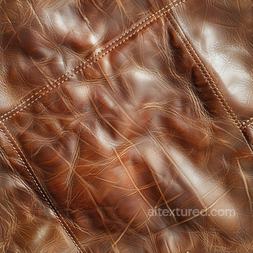 vintage brown distressed leather PBR texture with stitched panels seamless Leather PBR texture