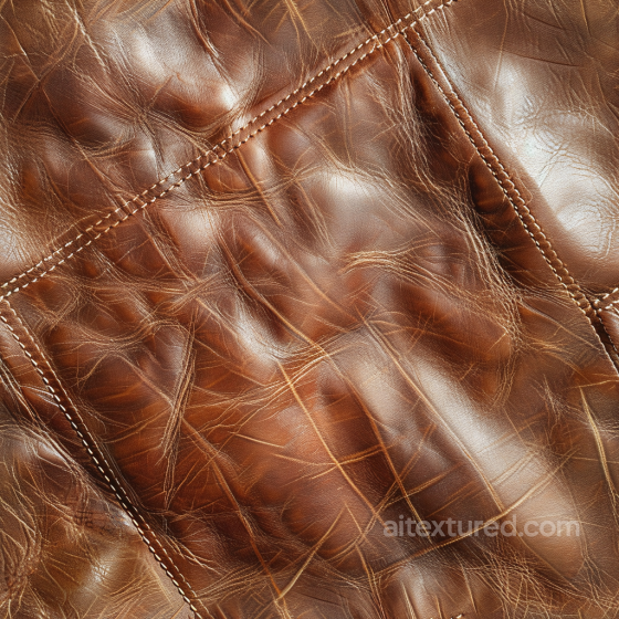 vintage brown distressed leather PBR texture with stitched panels Leather texture preview