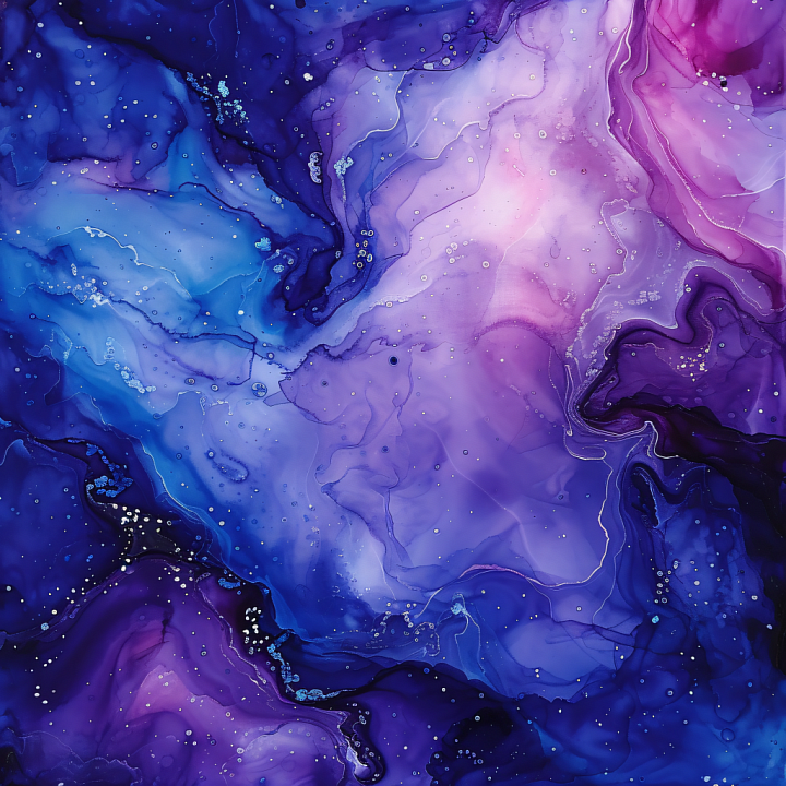 Alcohol Ink Featuring Purple and Blue Fluid Waves with Delicate Veining seamless PBR texture preview