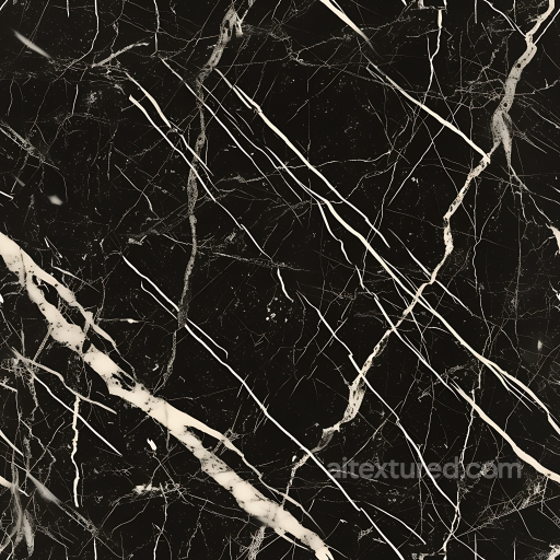 Black Marble PBR Texture with Distinctive White and Cream Veins seamless Marble PBR texture