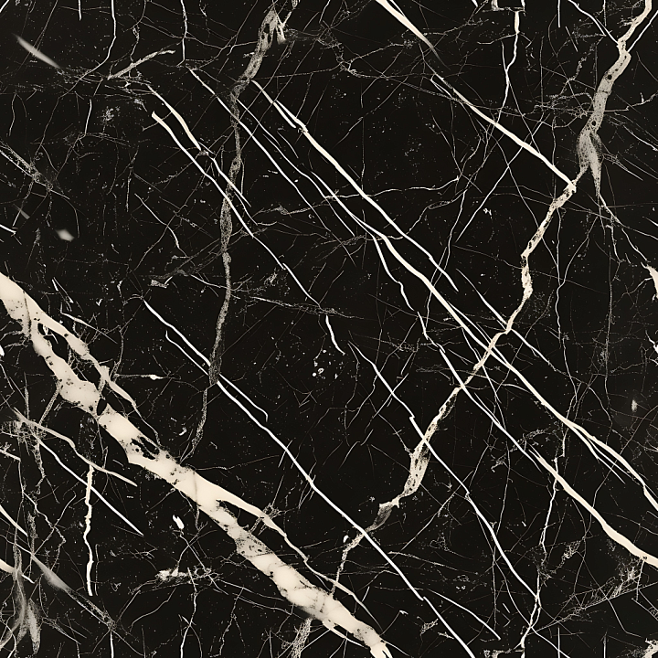 Black Marble with Distinctive White and Cream Veins seamless PBR texture preview