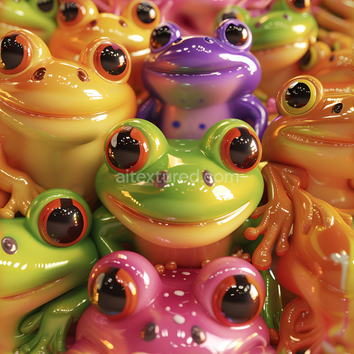 Seamless 3D Inflated PBR Texture Featuring Glossy Multicolor Frog Eye Surfaces