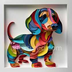 seamless Seamless 3D PBR Texture of Colorful Layered Paper Art Dachshund Illustration texture 8k free download PBR