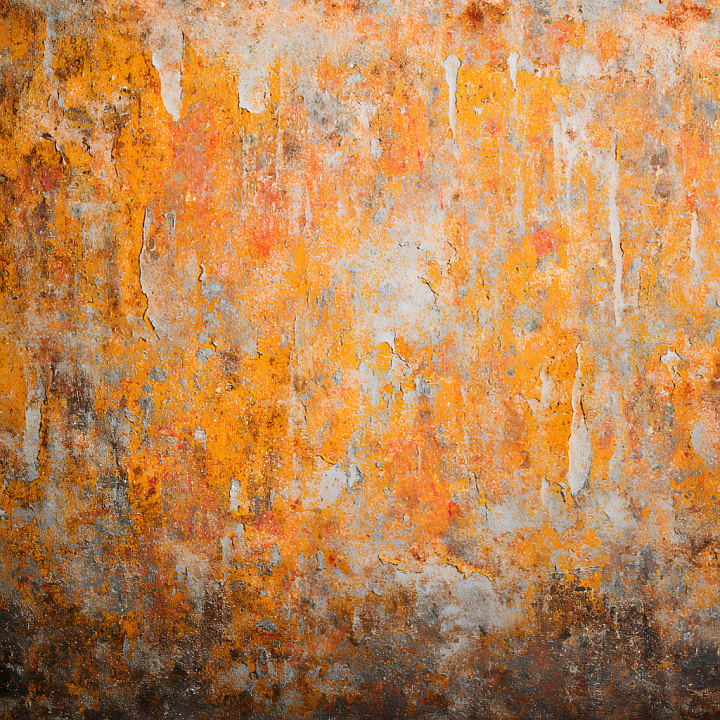 Rusty Cracked Metal with Vibrant Orange and Weathered Details seamless PBR texture preview