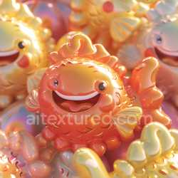 seamless Seamless 3D Inflated PBR Texture of Glossy Orange Inflated Vinyl Fish Toys texture 8k free download PBR