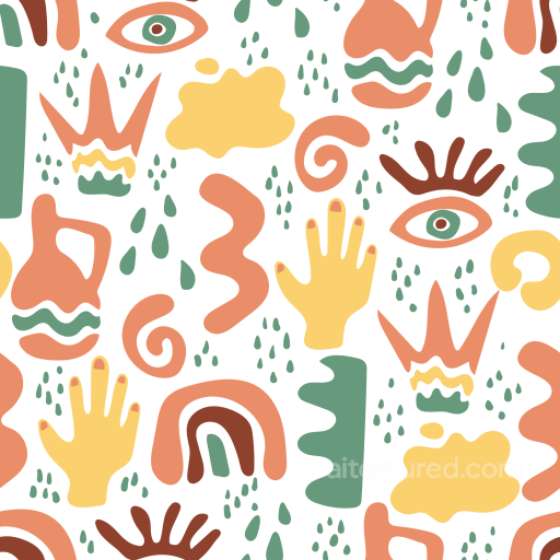 Boho Seamless 3D PBR Texture with Abstract Hands, Eyes, and Organic Shapes seamless Boho Seamless PBR texture