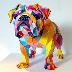 seamless Seamless 3D PBR Texture Featuring Colorful Origami Bulldog Geometric Pattern texture 8k free download PBR