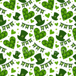 seamless Seamless 3D PBR Digital Paper Texture with St Patrick Hat, Heart and Shamrock Pattern texture 8k free download PBR