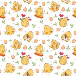 Pattern Bundle - Seamless 3D Pattern PBR Texture with Cute Chicken Motifs and Playful Elements texture preview