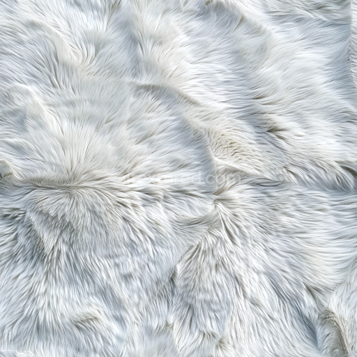 Seamless 3D PBR White Long Fur Leather Texture with Soft Fluffy Appearance