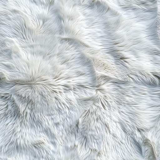 White Long Fur Leather Texture with Soft Fluffy Appearance seamless Leather PBR texture