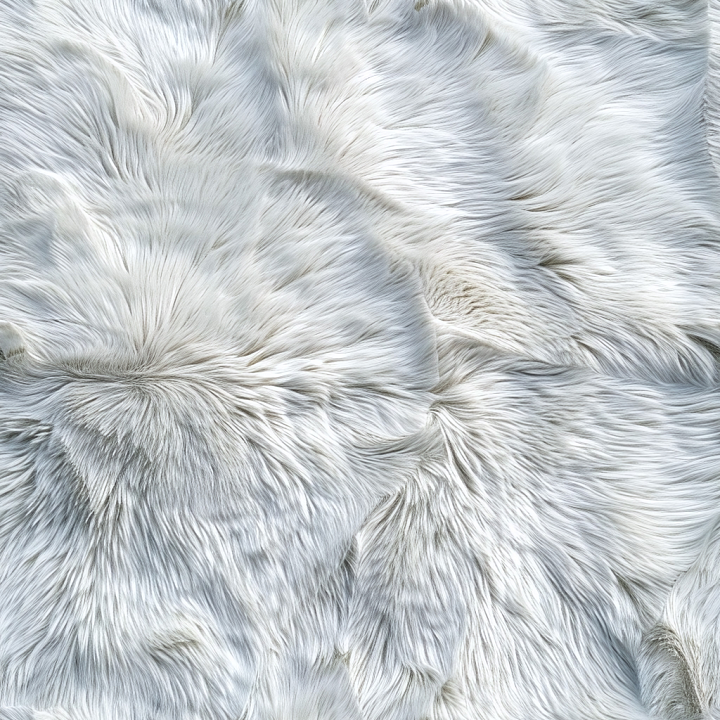 White Long Fur Leather with Soft Fluffy Appearance seamless PBR texture preview