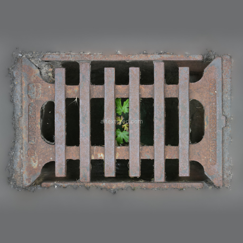 Seamless PBR grate texture with rust and detail