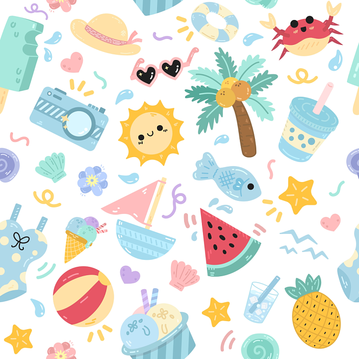 Cartoon Summer Pattern for Baby Boy Category seamless PBR texture preview