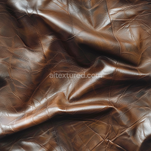 Seamless 3D PBR Wrinkled Brown Leather Texture with Fine Grain and Glossy Finish