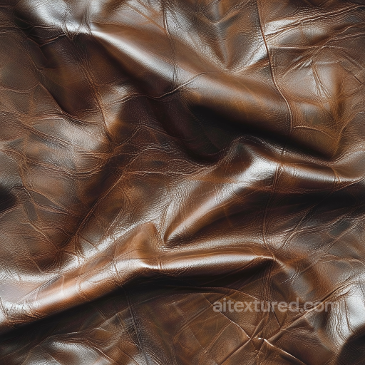 Wrinkled Brown Leather Texture with Fine Grain and Glossy Finish seamless Leather PBR texture