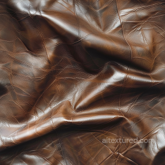 Wrinkled Brown Leather Texture with Fine Grain and Glossy Finish Leather texture preview