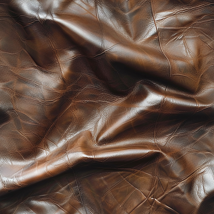 Wrinkled Brown Leather with Fine Grain and Glossy Finish seamless PBR texture preview