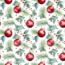 seamless Seamless 3D PBR Watercolor Christmas Ornament and Pine Pattern Texture texture 8k free download PBR