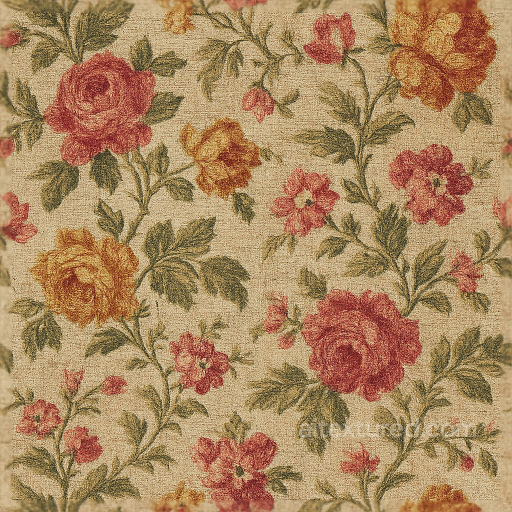 Wallpaper With Vintage Floral Silk Woven Threads Textile Pattern seamless Wallpaper PBR texture
