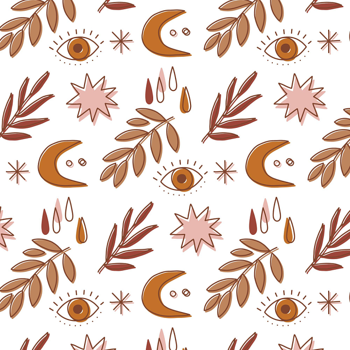 Featuring Earth Toned Boho Symbolic Pattern seamless PBR texture preview