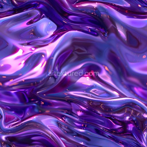 Seamless 3D PBR Texture Featuring Glossy Purple Iridescent Fluid Surface