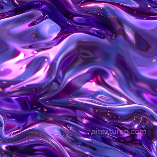 Seamless 3D PBR Texture Featuring Glossy Purple Iridescent Fluid Surface texture preview