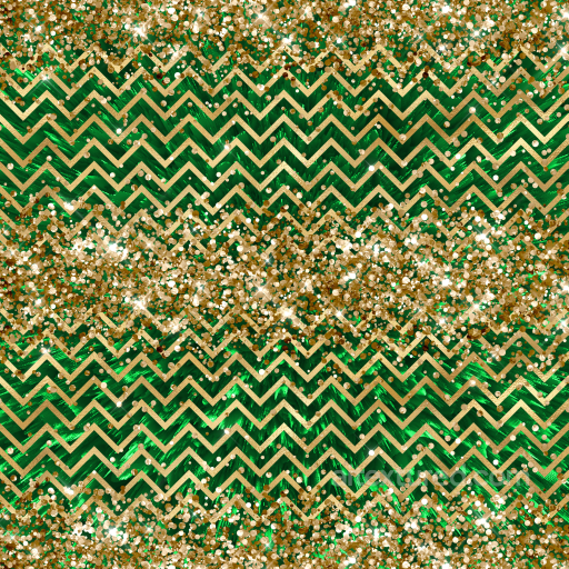 St Patrick Texture of Glittery Gold and Green Chevron Fabric with Sparkling Confetti seamless St patrick PBR texture
