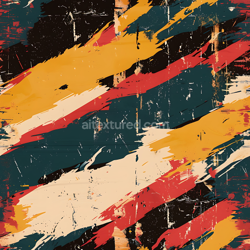 Seamless 3D Stylized Brushstroke Camouflage PBR Texture with Bold Color Streaks