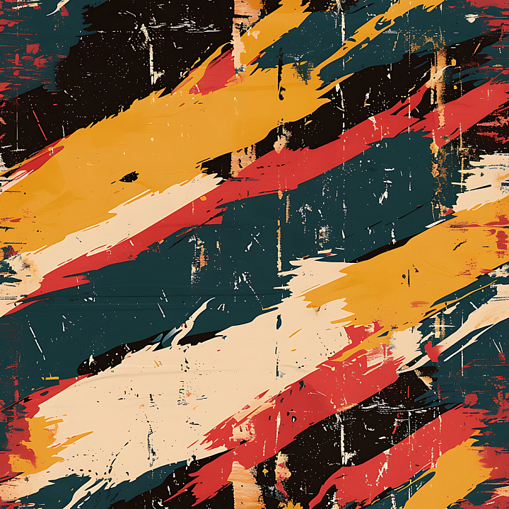 Stylized Brushstroke Camouflage with Bold Color Streaks seamless PBR texture preview
