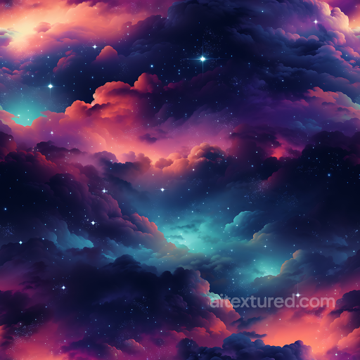 Space PBR Texture Featuring Vibrant Nebula Clouds and Starfield seamless Star, space, planets PBR texture