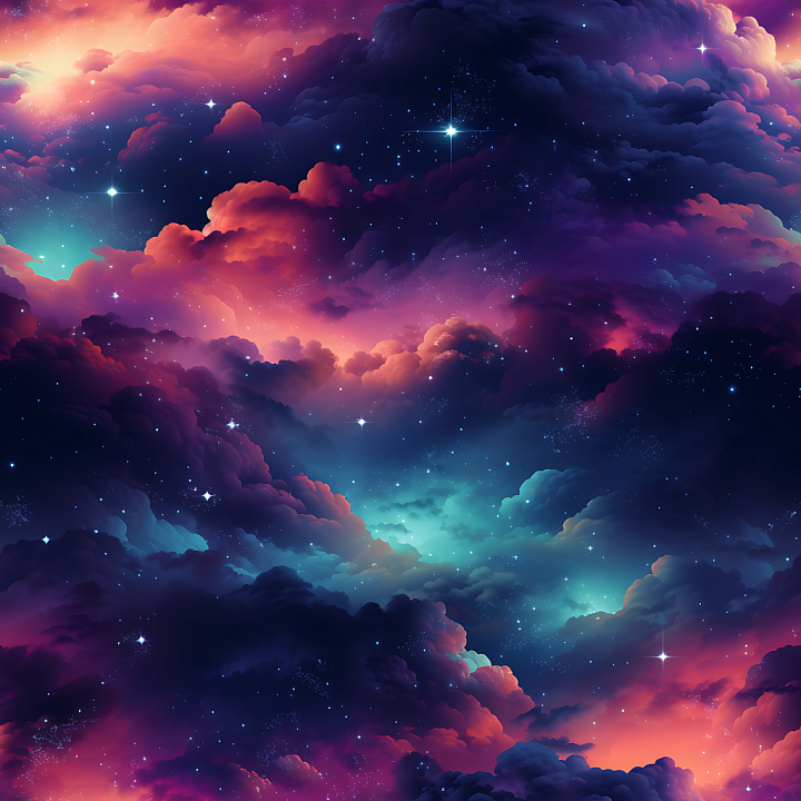 Space Featuring Vibrant Nebula Clouds and Starfield seamless PBR texture preview