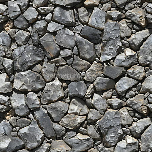 Seamless 3D PBR Texture of Rough Rocky Ground Stone Wall with Varied Gray Stones