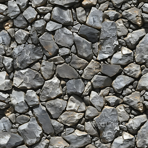 Rough Rocky Ground Stone Wall Seamless Texture with Varied Gray Stones seamless Stone PBR texture