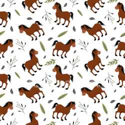 Pattern Bundle - Seamless 3D Pattern PBR Texture Featuring Playful Cartoon Horses and Botanical Motifs texture preview