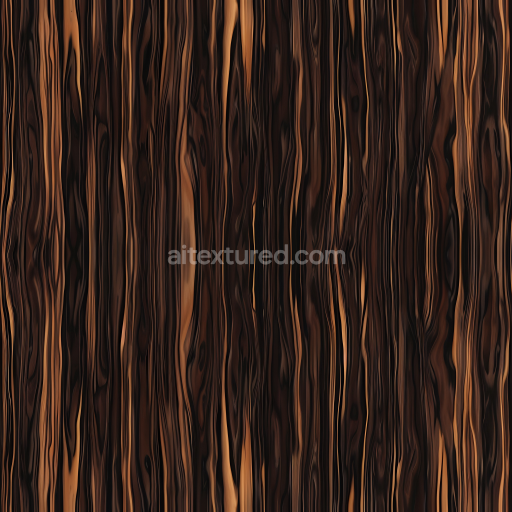 Seamless 3D PBR Dark Brown Exotic Wood Texture with Dramatic Grain Patterns