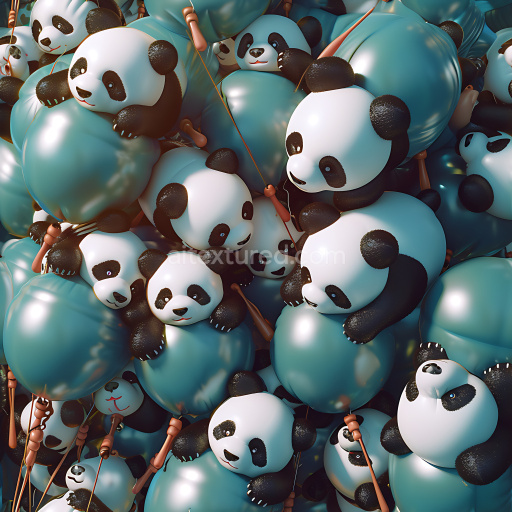 Seamless 3D Inflated Panda Vinyl Balloon PBR Texture in 4K