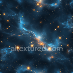 seamless Seamless 3D Space PBR Texture Featuring Blue Nebula and Golden Starfield texture 8k free download PBR