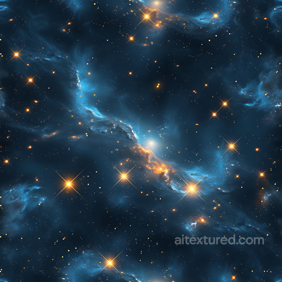 Space PBR Texture Featuring Blue Nebula and Golden Starfield Star, space, planets texture preview