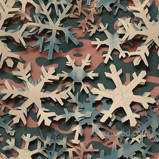 Winter Snowflake Camouflage PBR Texture with Earthy Tones seamless Color Camouflage PBR texture