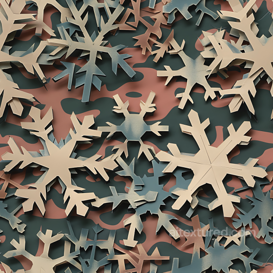 Winter Snowflake Camouflage PBR Texture with Earthy Tones Color Camouflage texture preview
