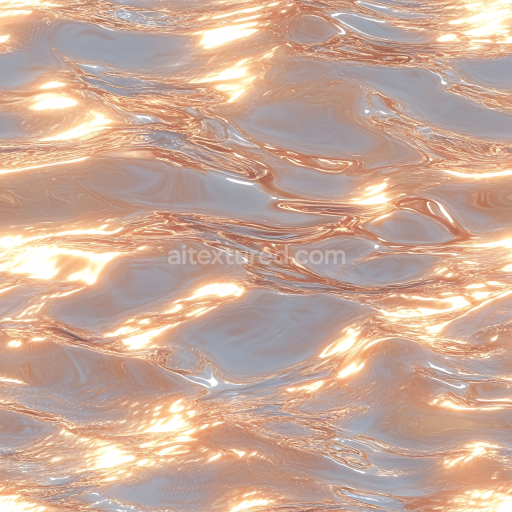 Seamless 3D Water PBR Texture Featuring Warm Golden Reflections on Gentle Rippling Surface