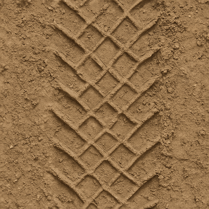 Deep Tread Tire Print On Rural Road With Diamond Tread And Dry Soil Imp… seamless PBR texture preview
